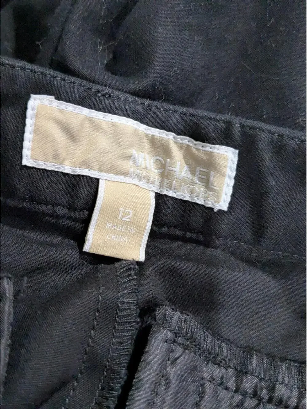 Michael Kors Women's Chino Pants Gold Zipper Pockets Black Size 12, Cotton Blend